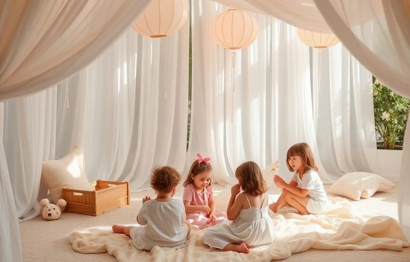 Espace enfants féerique avec lanternes en papier